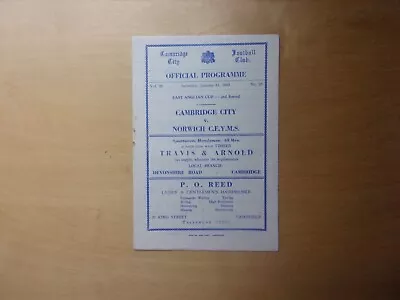 Cambridge City Vs. Norwich C.e.y.m.s. 1953 East Anglian Cup Matchday Programme. • £9.99