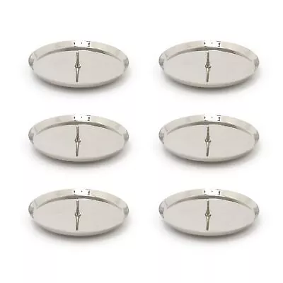 Silver Metal Church Pillar Candle Holder | Round Silver Candle Plate With Spike • £8.99