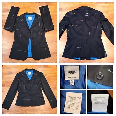 Vintage 90's Moschino Jeans Blazer Jacket Button Up Women's Size 6 Black • $149.99