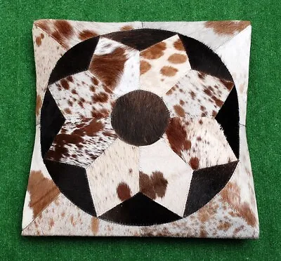 Natural Cowhide Patchwork Pillow Cushion Hair ON Covers  Cushion Leather E-4305 • £0.99