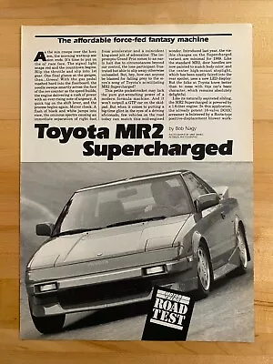 1988 Original Print 4 Page Article Toyota MR2 Supercharged • $6.99