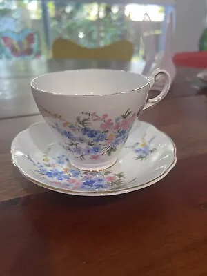 Vintage Regency Bone China Teacup Tea Cup Saucer Cottage Chic Flowers Gold Trim • $10