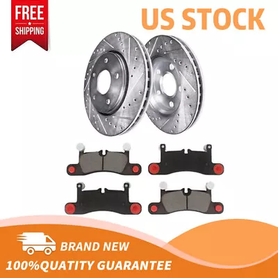 Drill Slot Disc Brake Rotors Ceramic Pad Rear Kit For Porsche Cayenne Volkswagen • $124.10