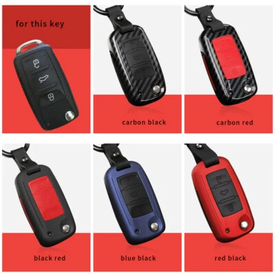 $20.87 • Buy Flip Carbon Silicone Case Cover For VW/ Skoda Jetta Passat Golf  Remote Fob Key