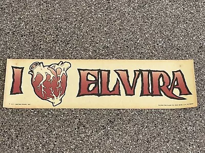 Vintage I Love Elvira Bumper Sticker Vinyl Heart 1986 Fan Club Original NOS Rare • $35