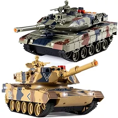 1/24 RC Battle Tank Set Remote Control USA M1A2 And Ger M1A2 VS Leopard II • $118.47