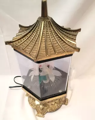 Vtg Taiwan Fiber Optic Color Changing Flowers Rotating Lamp Hexagon Pagoda • $49.95