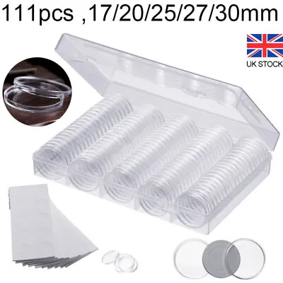 100X Round Coin Cases Clear Plastic Capsules Holder Collection Storage Box 30mm • £10.99