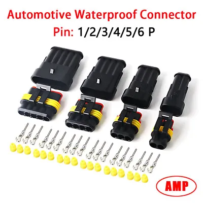 AMP 1/2/3/4-6 Way Pin Superseal Waterproof Electrical Connector Plug Socket Kits • £9.54