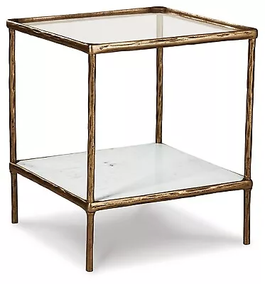 Signature Design By Ashley Casual Ryandale Accent Table  Antique Brass Finish • $194.99