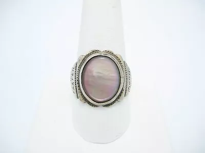 Sterling Silver Monogrammed Oval Pearl 18mm Ring Size 11 • $26.24