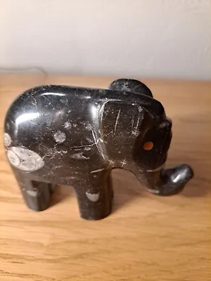 Vintage Marble Elephant/ Black / Red Eyes / Gift • £17.25