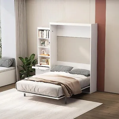 Full Size Murphy Bed W/Drawers &Shelves Space-Saving Murphy Cube Cabinet Bed • $1266.86