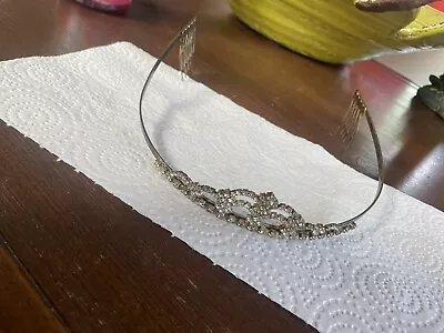 Vintage Silver Tone Wedding Tiara Crystal Bridal Headband (READ DESCRIPTION) • $29.99