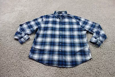 Pendleton Shirt Mens XL Blue Plaid Flannel Mason Button Up Long Sleeve Cotton • $29.98