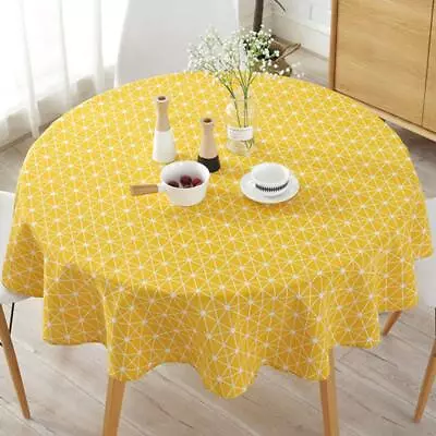 Home Round Cotton Linen TableclothWashable Fabric Table Cloth Round Table Cov... • $16.29