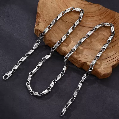 S925 Sterling Silver Women Men Special Carved Beads Chain Necklace 25.6 L • $176.64