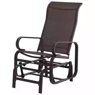 Outsunny Swinging Glider Patio Lounging Chair W/ Smooth Rocking Arms Metal Brown • $99