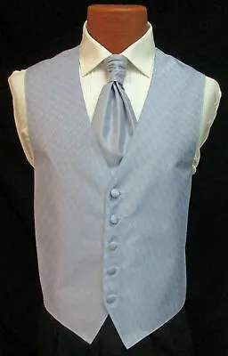 Mens Medium Periwinkle Blue Spectrum Fullback Tuxedo Vest Tie & Pocket Square M • $6.20