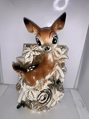 Vintage  Bambi Style Deer Ceramic Planter 1950-60’s  Retro 20cm Tall • $32.50