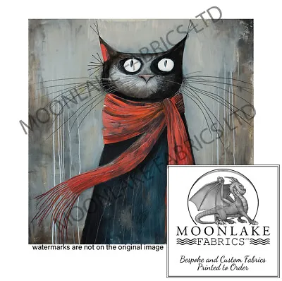 Cats Wearing Scarves Fun Cats 100% Cotton Or 290gsm Thick Polyester Fabric Panel • £3.45