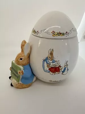 Beatrix Potter Peter Rabbit Candy Dish Easter Egg Box Bunny Ceramic Cookie Jar • $22