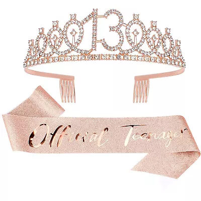 10-40th Birthday Crown Sash Set Birthday Tiara Kit Gift Birthday Decoration • £5.59