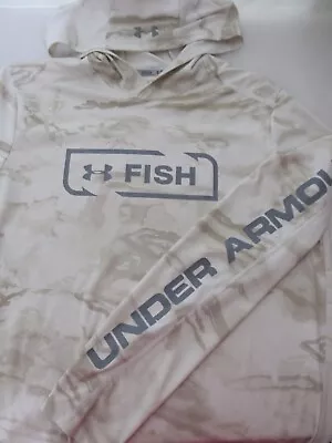 Under Armour Heat Gear Fish Pullover Hoodie Men's Sz M Loose Gray Lightweight • $24.99