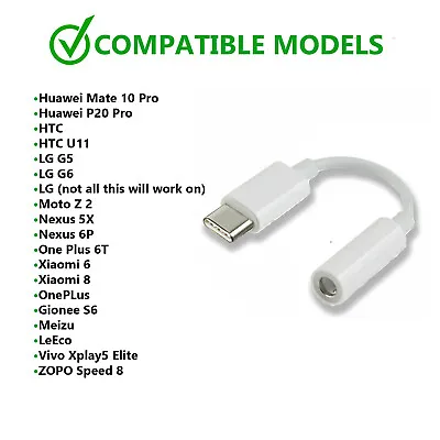 $1.29 • Buy Universal USB Type C To 3.5mm AUX Headphone Adapter Jack Cable For Android White