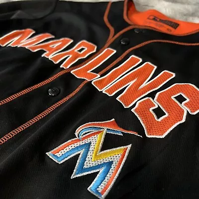 Miami Marlins MLB Baseball Jersey Men's Embroidered Black & Orange Size XL • $45