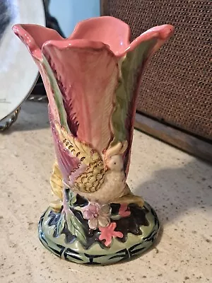 Tracy Porter Ceramic Bud/Flower Vase  Eva  Hand Painted Flora And Fauna 5.25  • $18.76