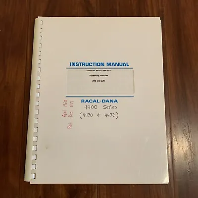 Racal-Dana Digital Multimeter Series 4400 Accessory 210 & 220 Instruction Manual • $19.83