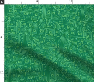 $18 • Buy Robot Circuit Board Green Computer Electric Geek Spoonflower Fabric By The Yard