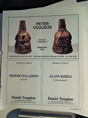 Peter Voulkos Art Pieces Vtg Orig  1991-2 Advertisement • $17.13