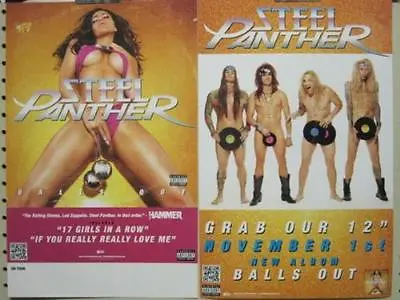 STEEL PANTHER 2011 Balls Out Promotional Poster & Sticker Flawless New Old Stock • $7.99