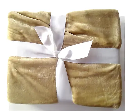 HOME ESSENTIALS Velvet Plush Throw Blanket Taupe Beige 50 X 60 Holiday Gift NWT • $27.01