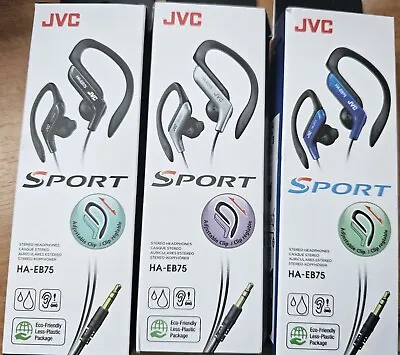 £12.95 • Buy JVC HA-EB75 In-Ear Sweat Resistant Sports Headphones With Adjustable Clip
