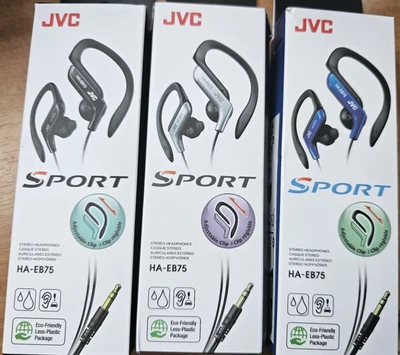 £12.95 • Buy JVC HA-EB75 In-Ear Sweat Resistant Sports Headphones With Adjustable Clip