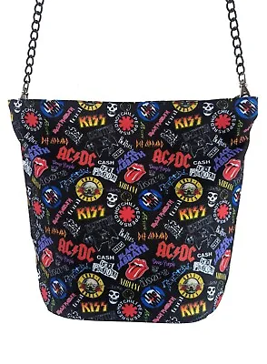 £22.50 • Buy Retro Rock Band Handbag - Bag Kiss AC/DC RHCP Misfits Emo Goth 1980s 80s
