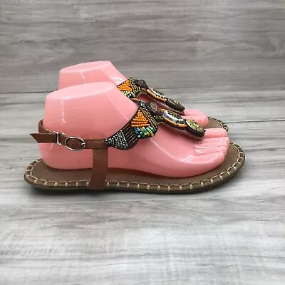 Yuegiua Sandals Women's EU 40 Boho Beaded Thong Strap Flats Shoes • $19.99