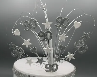 Glittered Stars On Wires Cake Topper Decoration 18th 21st 30th 40th Any Age 001 • £14.99