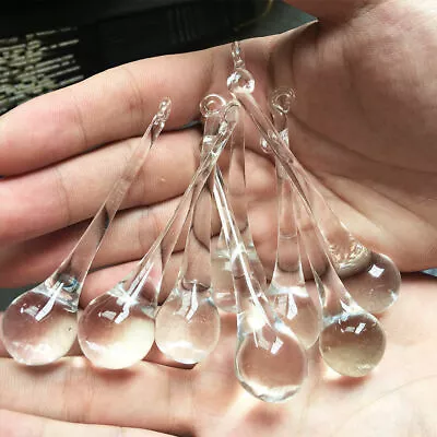 $10.99 • Buy 10 Clear Rain Drop Crystal Prisms Lighting Pendant Parts Glass Lamp Chandelier