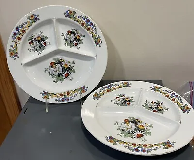 Two Union K Musterschutz Czech Divided Plates Floral • $25