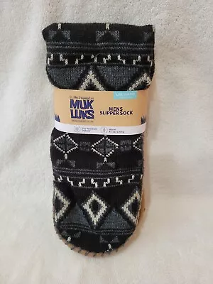 Muk Luks Men's Slipper Sock-Multicolor Diamond Design Geometric  L/XL 11-13 • $16.99