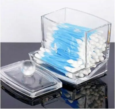 Clear Acrylic Q-tip Makeup Storage Cotton Swab Holder Box Cosmetic Organizer • $6.95