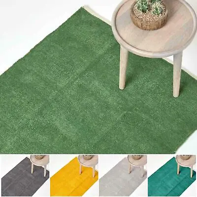 100% Cotton Plain Chenille Rugs Washable Soft Floor Mat With Natural Trim Finish • £9.99