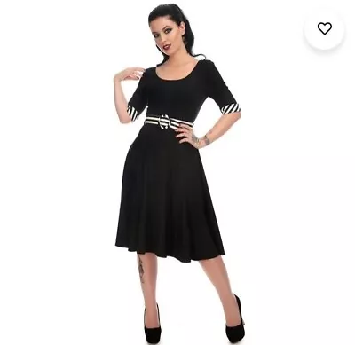 £21.20 • Buy Collectif June Doll Black White Goth 50s Pin Up Rockabilly Swing Dress 10