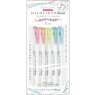 $14.95 • Buy Zebra Mildliner Brush Mild And Fluoresent Colour Set (5/pk) WFT8-5C-N (New Pa...