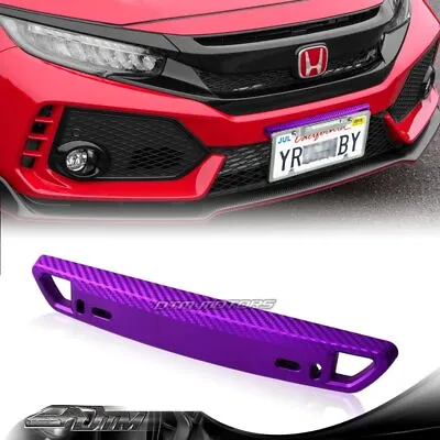 1 X JDM Purple Carbon Look Bumper Front License Plate Holder Relocate Bracket • $8.50