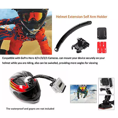 Helmet Extension Arm Curved Adhesive Mount Kit For GoPro Hero 6 7 8 9 AU • $20.20